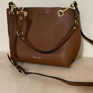 Calvin Klein Tan Leather Shoulder Bag